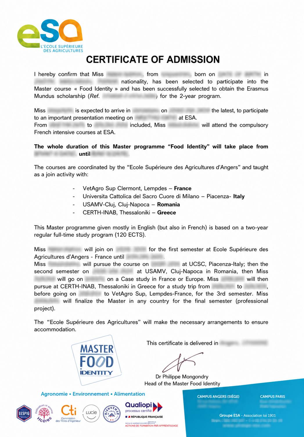 University offer letter 1