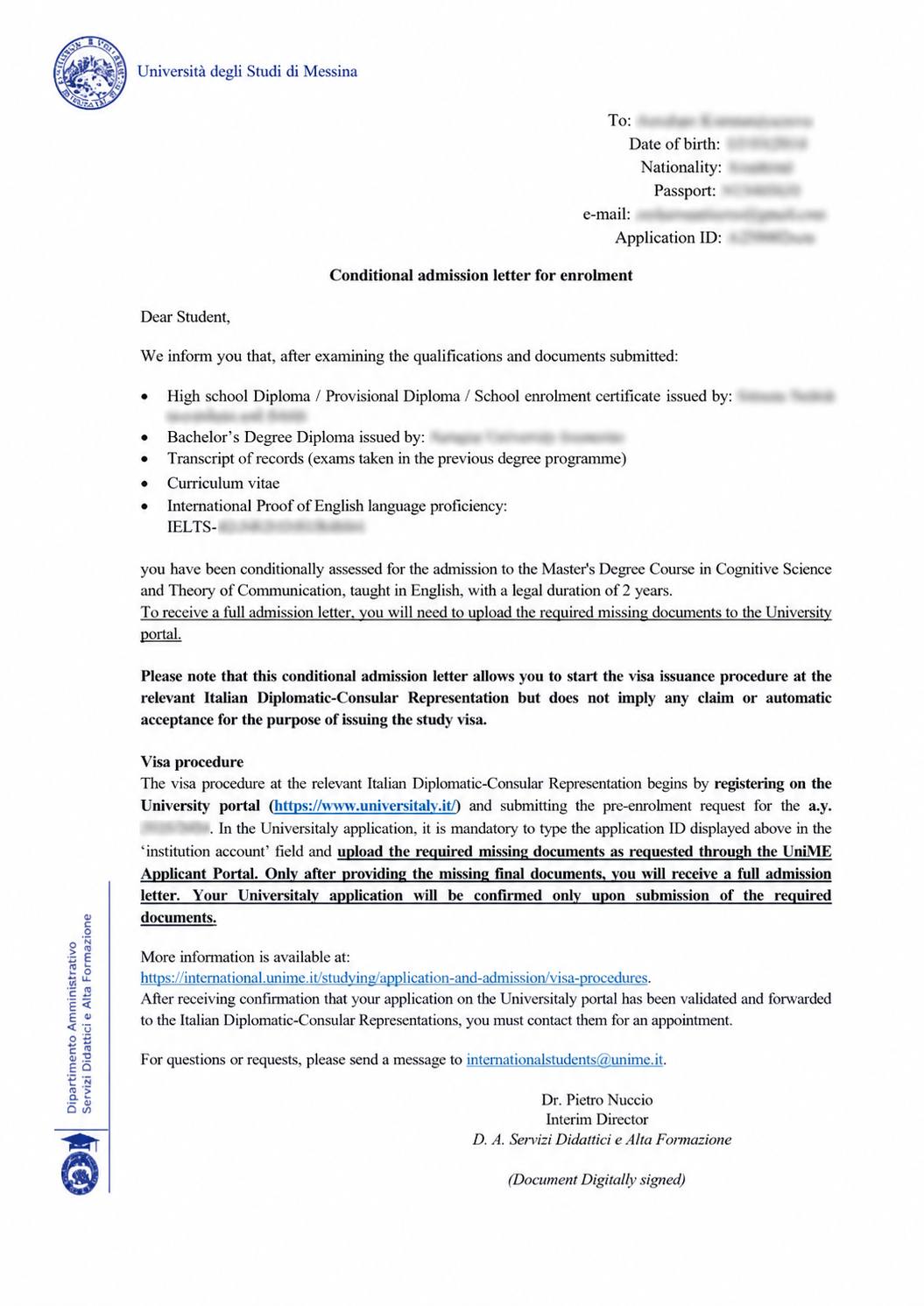 University offer letter 2